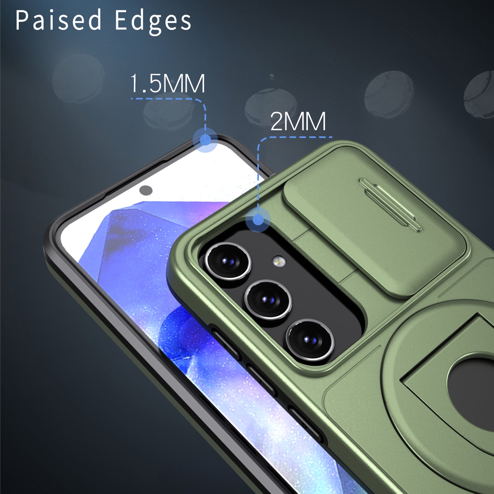 For Samsung Galaxy A55 5G Case Magnetic Kickstand TPU+PC Phone Cover with Slide Lens Lid For Samsung Galaxy A55 5G Case Magnetic Kickstand TPU+PC Phone Cover with Slide Lens Lid